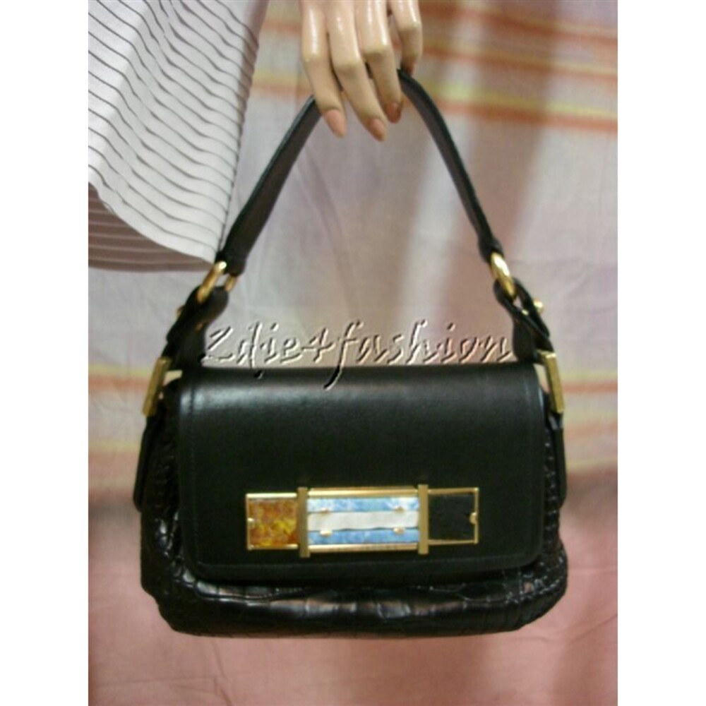 $17500 New MARC JACOBS COLLECTION Authentic Crocodile Black Logo Bag Purse